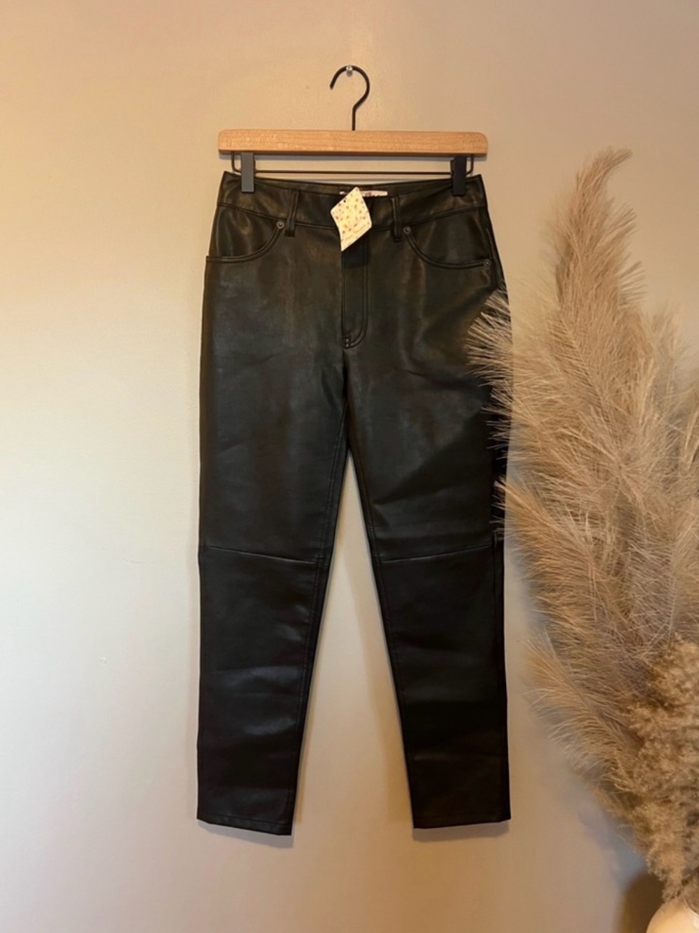 We The Free Black Faux Leather Skinny Jeans